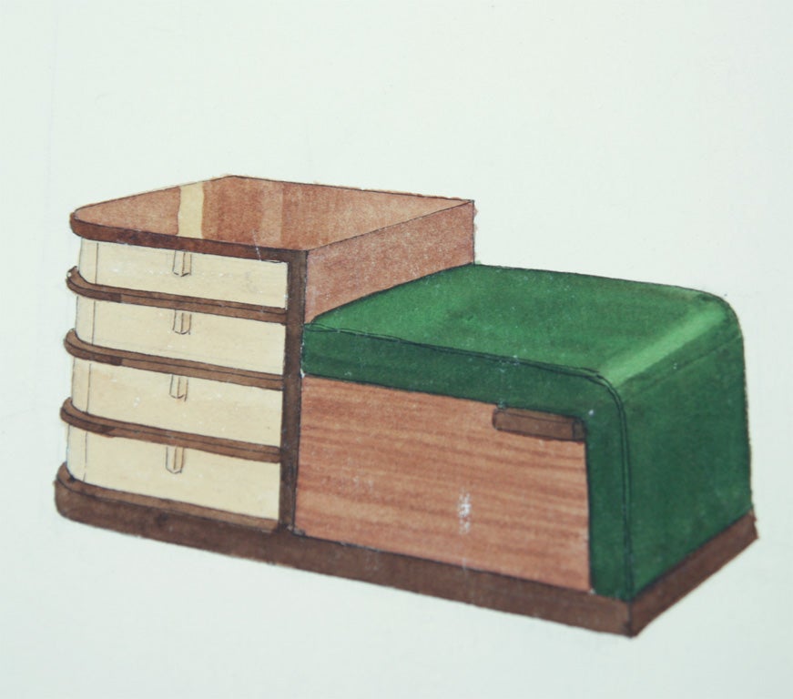 This group of drawings were for<br />
items that were custom commisioned<br />
by Gilbert Rohde for a New York City<br />
residence. These original one of a <br />
kind drawings would be a great <br />
purchase for a museum or collector.