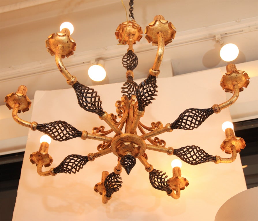 An eight light chandelier