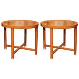 A pair of  sofa end tables in the manner of Jacques Quinet