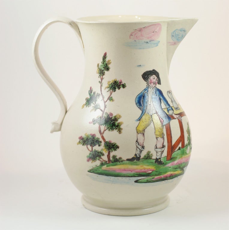 18th Century and Earlier English Saltglazed Stoneware Pitcher For Sale