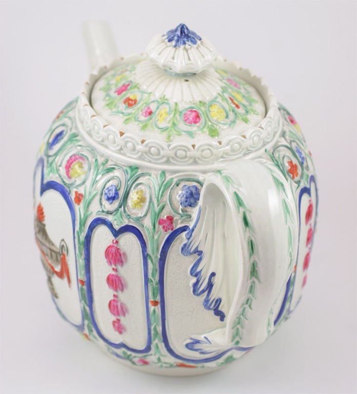 18th Century and Earlier English Pearlware Teapot For Sale