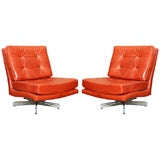 Pair of Leather Lounge Chairs by Milo Baughman