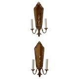 PAIR OF EARLY 20thC SILVERED MIRRORED SCONCES