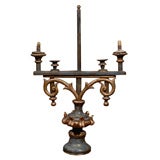 4-LIGHT PAINTED WOODEN CANDELABRA, BLUE