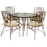 Very Unique Table and Four Chairs in Iron and Glass