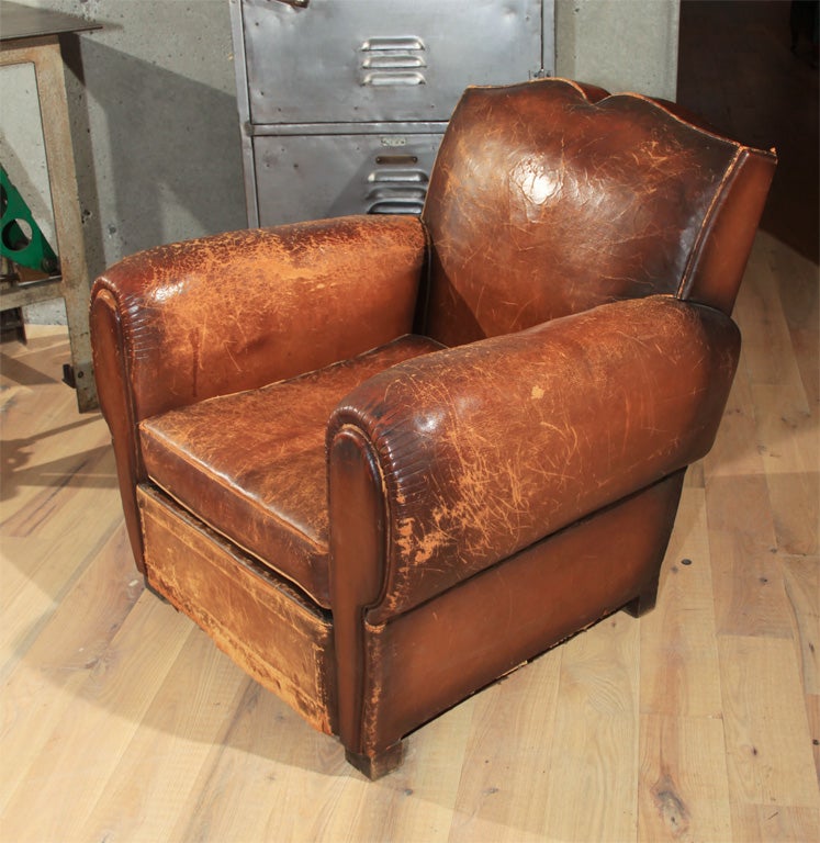 Mid-20th Century French moustache back club chair