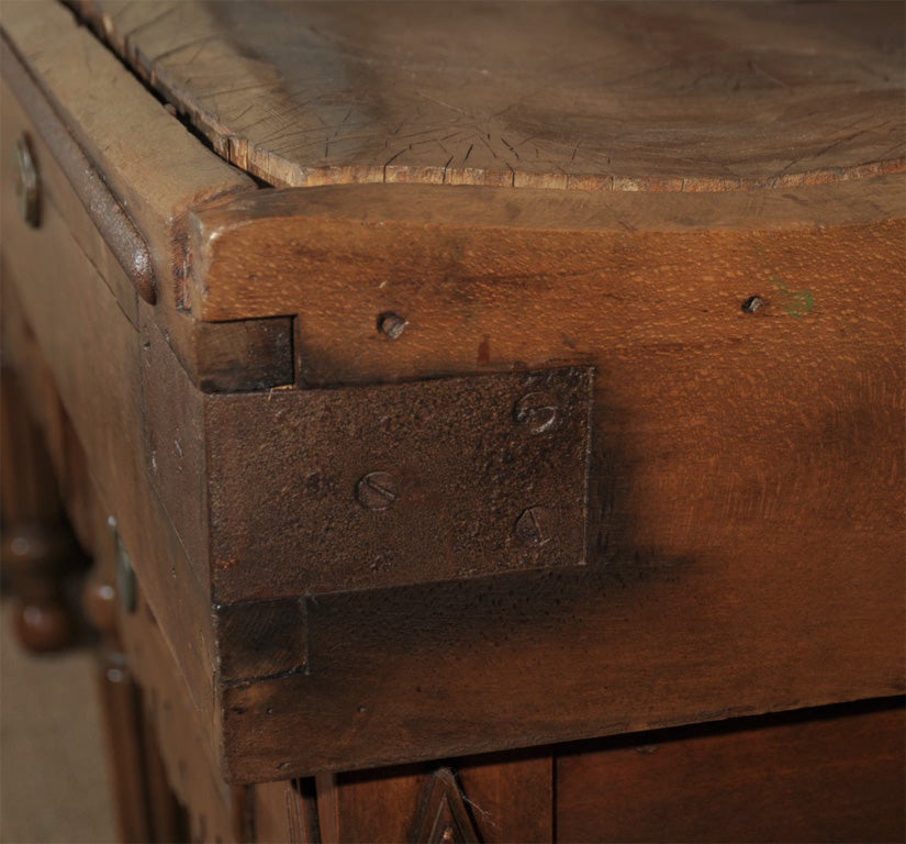 19th Century 19th c French Butchers Work Table with Pr Iron Bulls Heads
