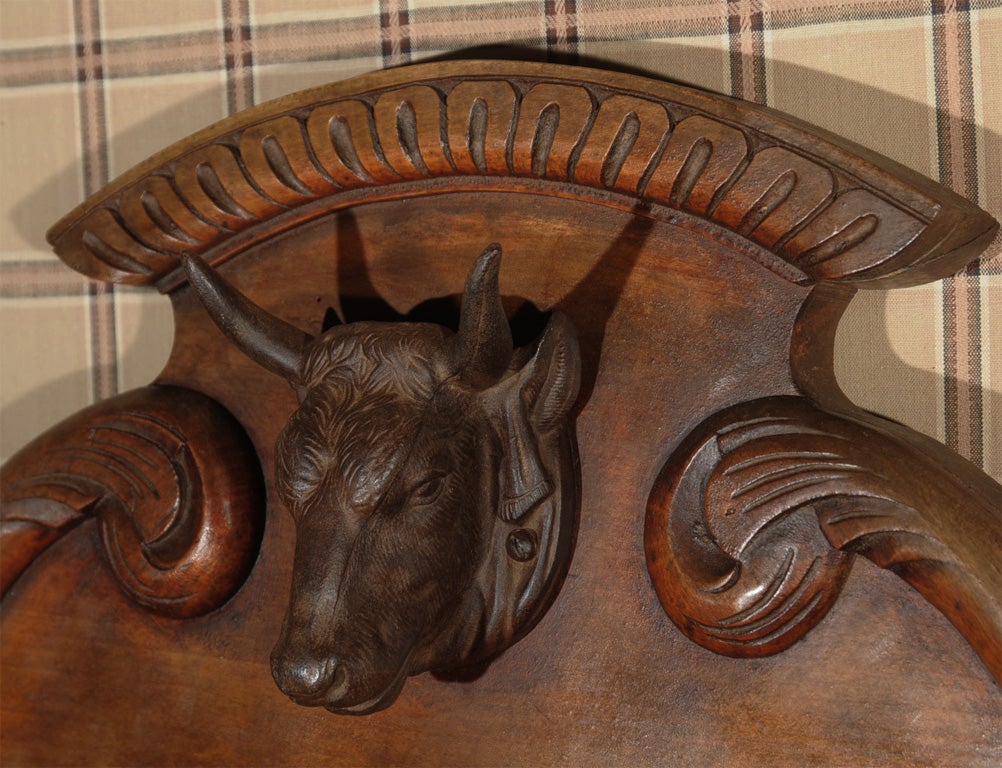 19th c French Butchers Work Table with Pr Iron Bulls Heads 1