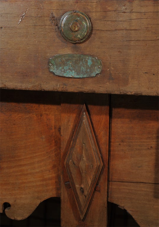 19th c French Butchers Work Table with Pr Iron Bulls Heads 7