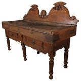 19th c French Butchers Work Table with Pr Iron Bulls Heads