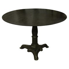Antique Round Table With Cast Iron Base