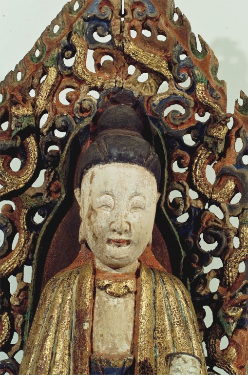 Large 18th C. sculpture of Guanyin with child