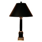 French Ormolu and Cut Black Glass Column Lamp, Mid-20th C.