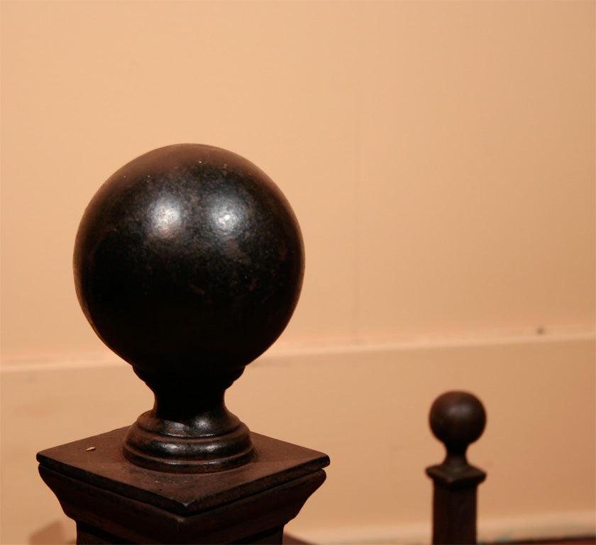 Pair American Cast Iron 'Cannonball' Andirons, Circa 1900 3