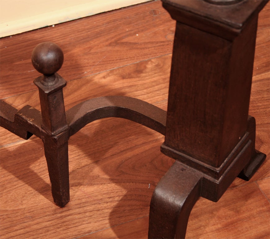 Pair American Cast Iron 'Cannonball' Andirons, Circa 1900 4