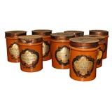Set of Eight Pottery Tobacconist Canisters