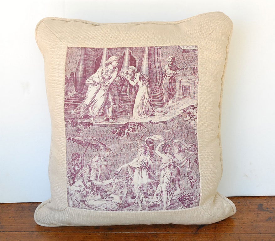 Set of 3 vintage  pillows toile de Jouy For Sale 1
