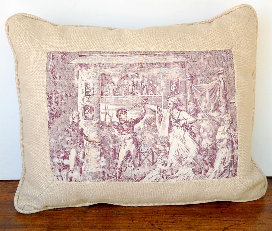 Set of 3 vintage  pillows toile de Jouy For Sale 2