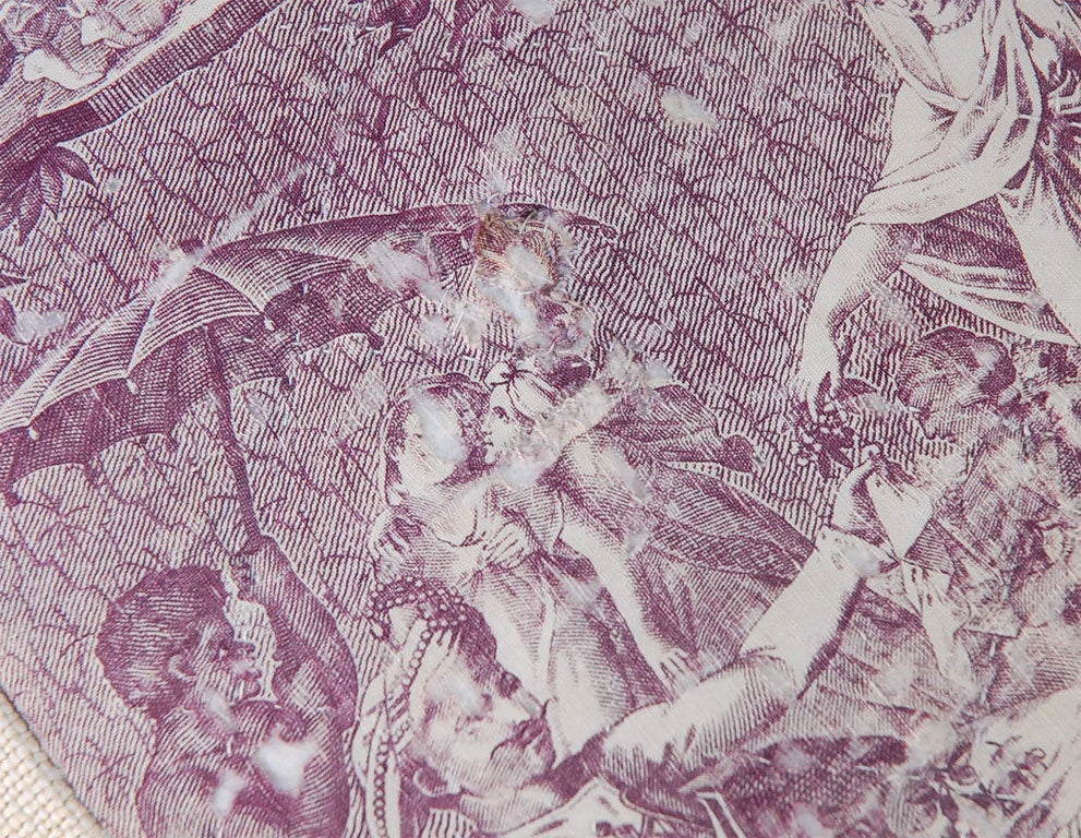 Set of 3 vintage  pillows toile de Jouy For Sale 4