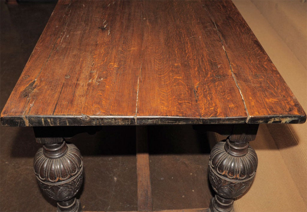 Oak Elizabethan Style Dining Table For Sale 4