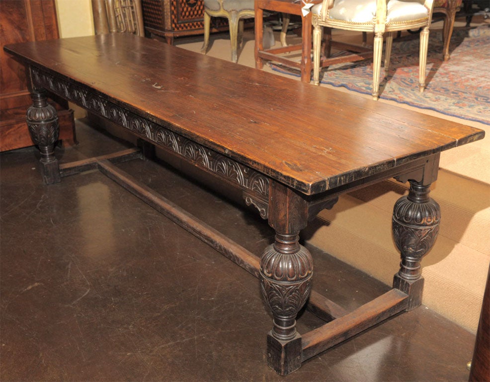 Oak Elizabethan Style Dining Table For Sale 6