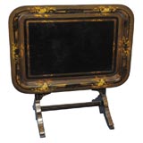 Victorian Ebonized and Polychrome Decorated Paper Mâché Tray