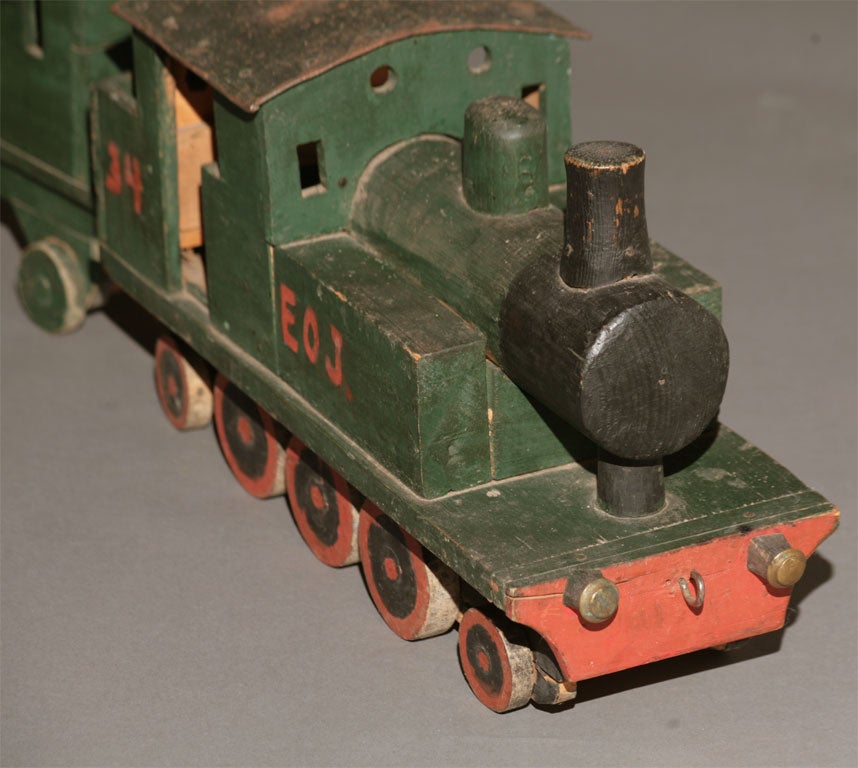 Primitive Swedish Handmade Toy Train For Sale