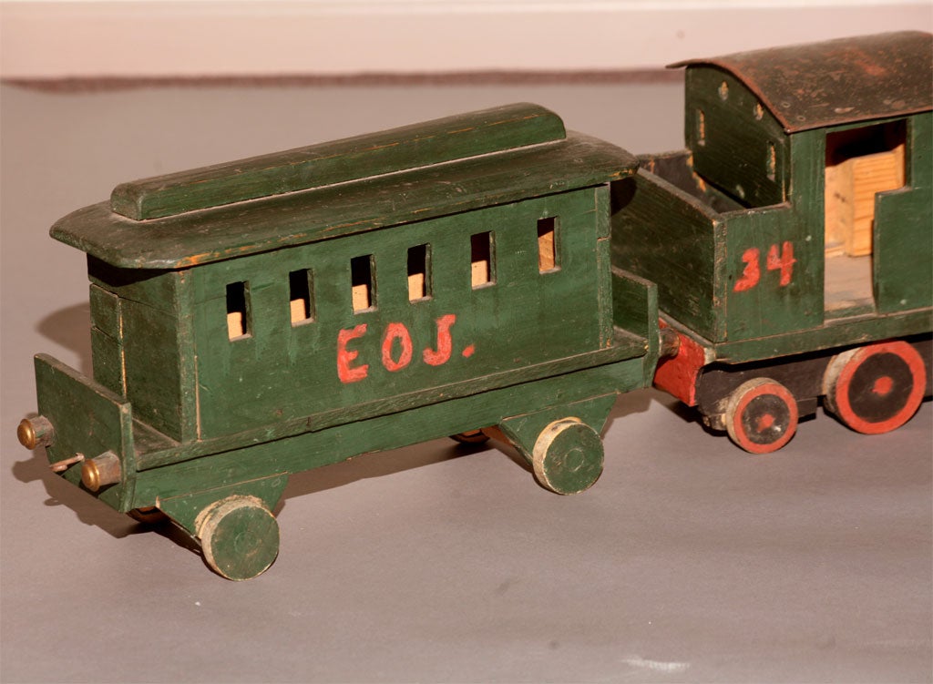 Carved Swedish Handmade Toy Train For Sale