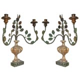 Antique 8033  A PAIR OF WOOD AND TOLE SCONCES