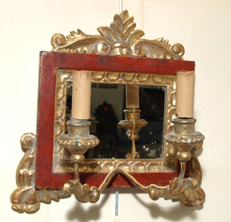 8045   PAIR  OF SMALL MIRRORED SCONCES