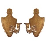 Pair carved gilt wood shield back sconces