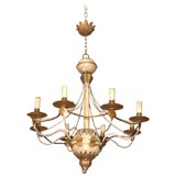 8036   A TOLE PAINTED AND GILDED CHANDELIER