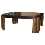 LARGE  COFFEE TABLE WITH GILT LEAFED LEGS