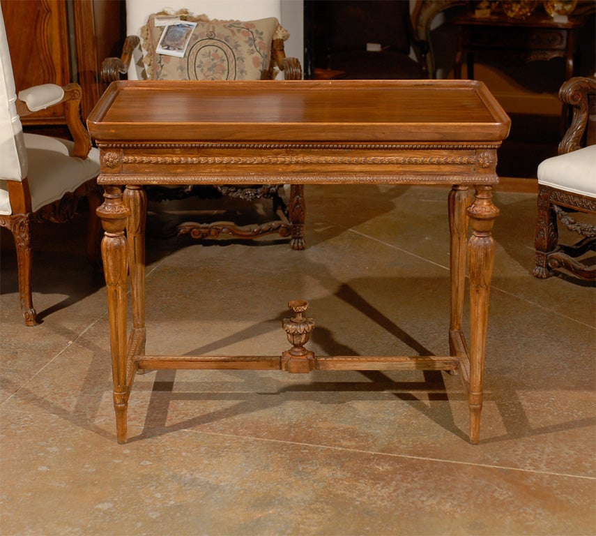 Swedish Carved Side Table with Stretcher and Tray Top, circa 1890 3