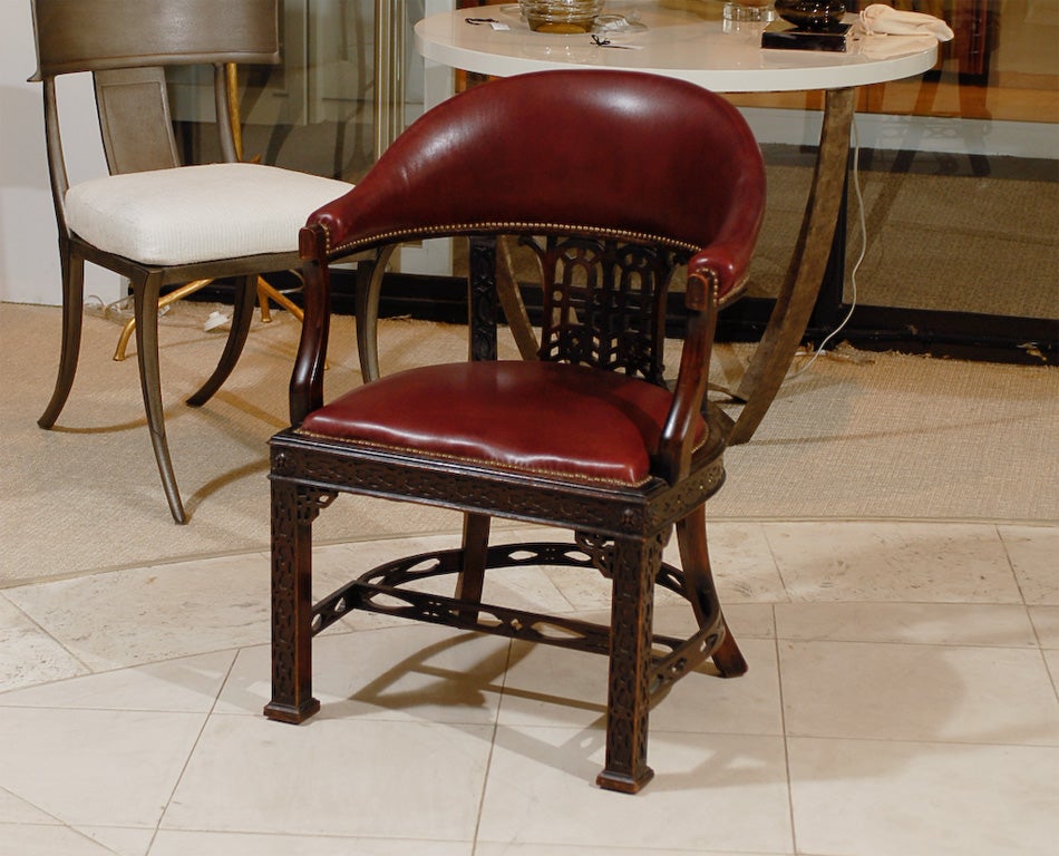 Heavily Carved Chippendale Style Desk Chair