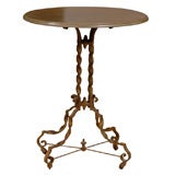 Antique Wrought Iron and Faux Marble side table