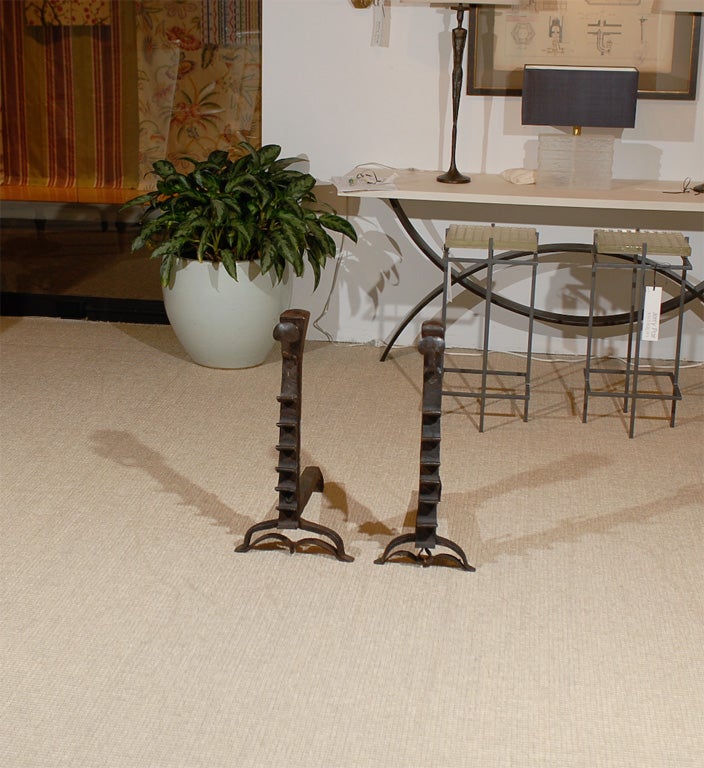 Pair of Wrought Iron Fire Dogs (Chenets)