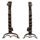 Pair of Wrought Iron Fire Dogs (Chenets)