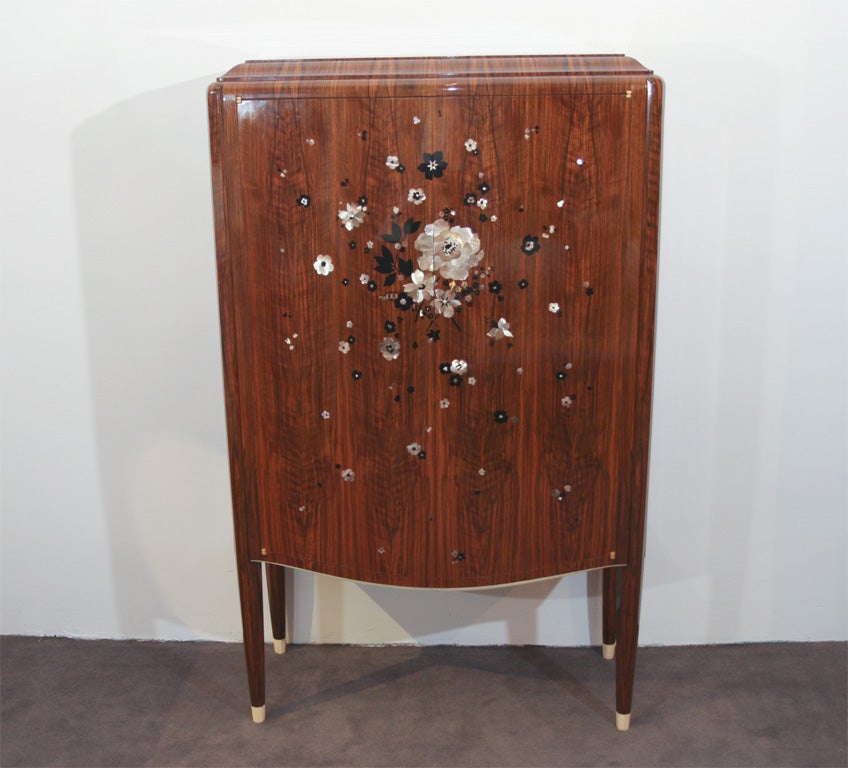 Fine Cabinet by Jules Leleu Inlaid with Mother of Pearl & Ebony