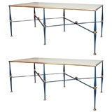 Vintage Pair of Patinated 
Gilt-Metal Console Tables