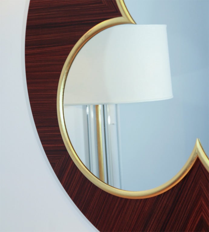 Jean-Bérenger de Nattes, Mahogany and Gilt Clover-shaped Mirror, France, 2008 In Good Condition For Sale In New York, NY