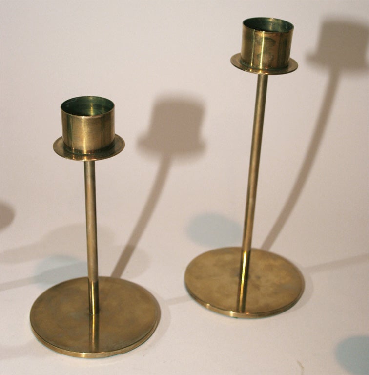 Jointed Brass Candelabras In Good Condition In New York, NY