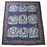 Retro Hand-embroidered Blue Uzbeki Suzani