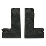 Antique Pair of 19th Century Chinese Basalt Bookend Vases