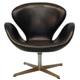 Black Leather Swan Chair