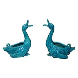 Antique Pair of French La Chenal Ceramic Ducks