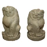 Pair of Early 19th Century Carved Stone Temple Dogs