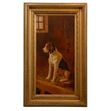Large Oil Painting of a Hound
