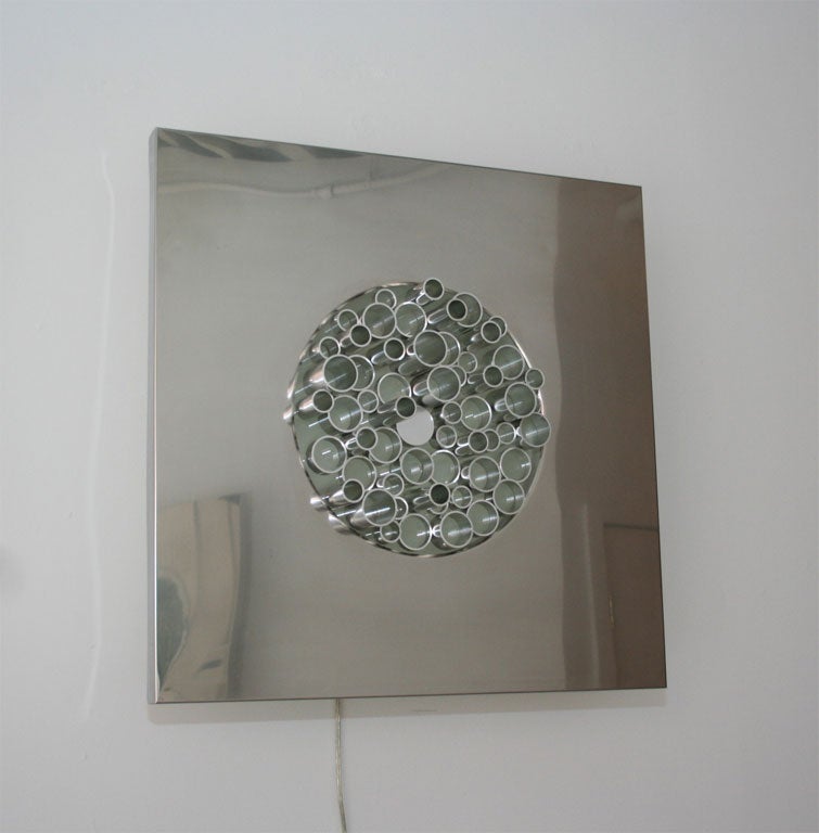 Illuminated Wall Light Sculpture in Chrome by Angelo Brotto, circa 1979 4