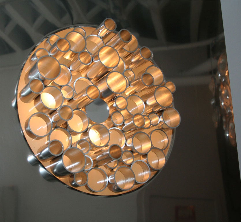 Illuminated Wall Light Sculpture in Chrome by Angelo Brotto, circa 1979 1